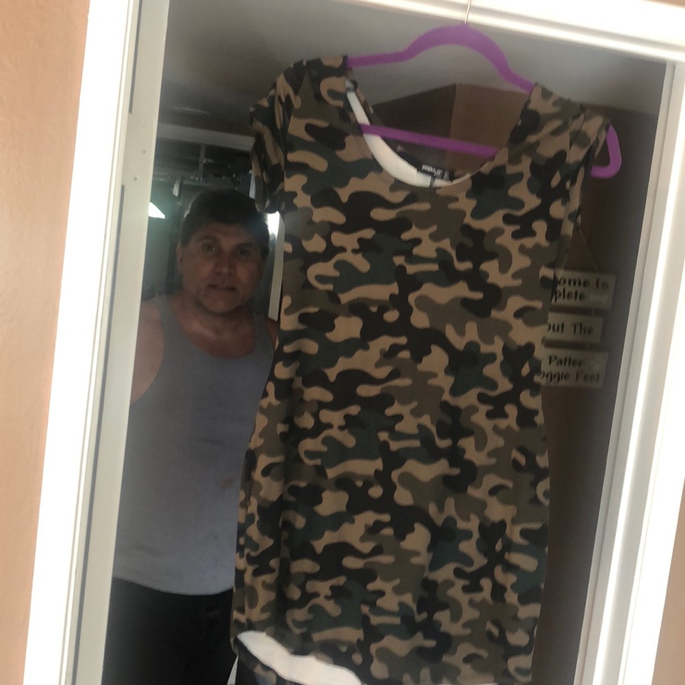 Cute camo A line t shirt dress.